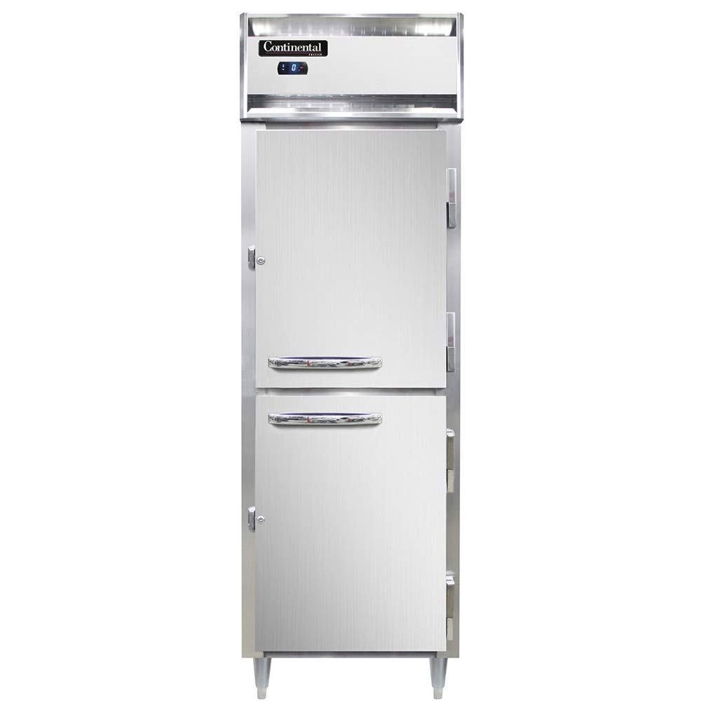 Continental Refrigerator DL1FS-SA-HD Designer Line Single Section Reach In Freezer, Shallow Depth, Stainless Exterior & Half-Height Doors