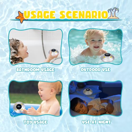 Image of Baby Bath Thermometer - Digital Floating Water Thermometer with LED Display & Color Temperature Alerts, Rechargeable Bath Toy for Infant Bathtub Safety, Newborn Bath Essentials Gift