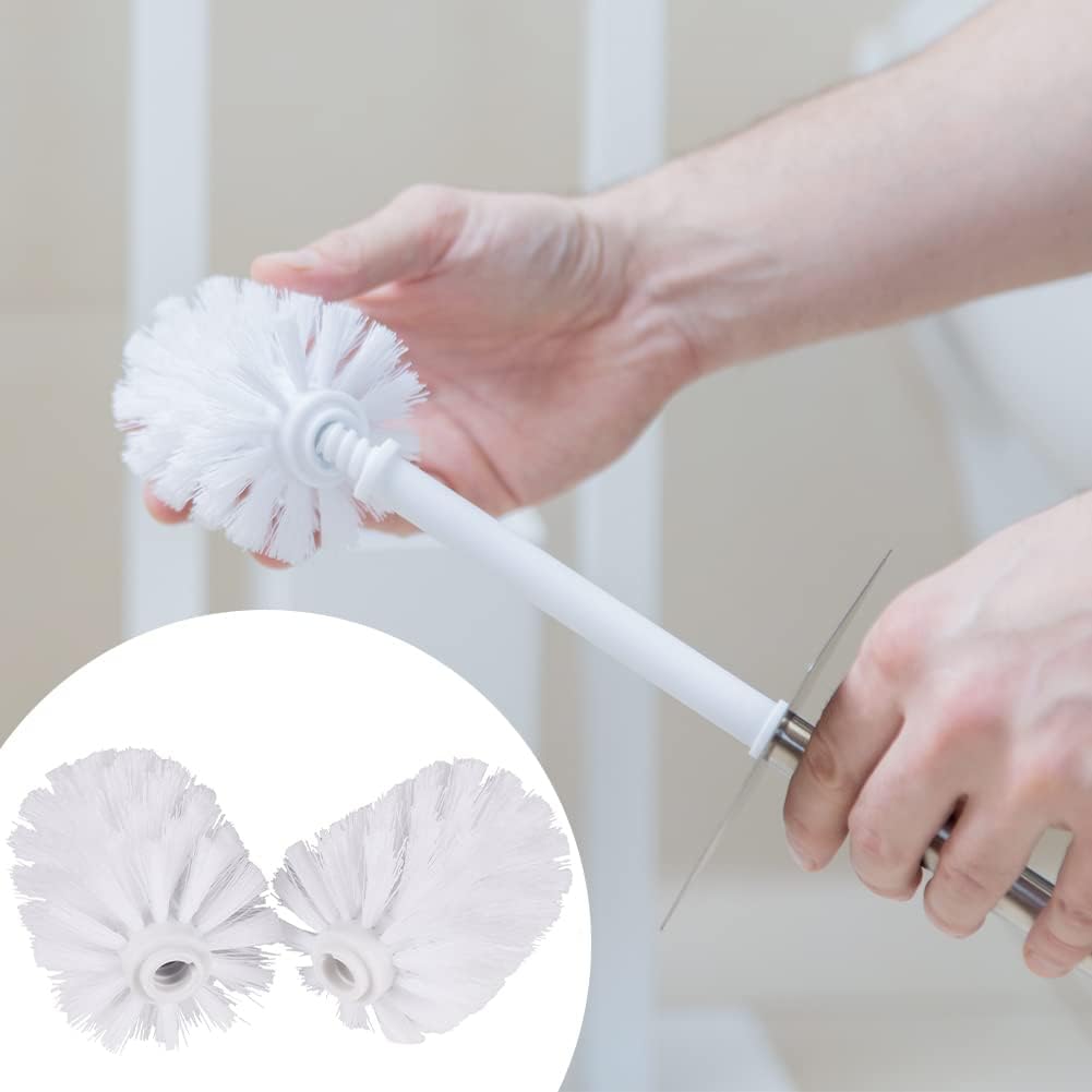 2 Pcs Replacement Toilet Brush Head, Screw Toilet Cleaning Brushes Head Loose Toilet Brush Head Toilet Cleaning Tool, Suitable for 12mm Rods(White)