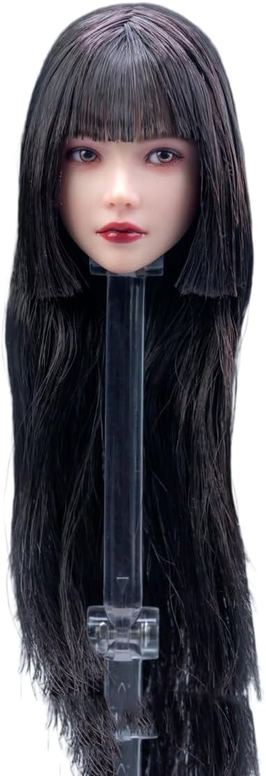 Fremego 1/6 Scale Female Head Sculpt,Beauty Girl Planted Hair Head Carving for 12inch Female PH TBL JO Action Figure Body Collection (A)