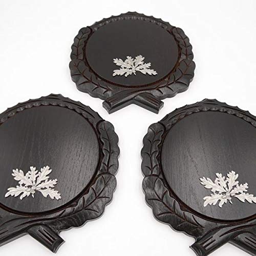GTK - Juego de 3 placas de cuña talladas oscuras AF 19 cm con 3 hojas de roble de 6 hojas, portada de cuñas, tabla de especias, cartel para trofeos