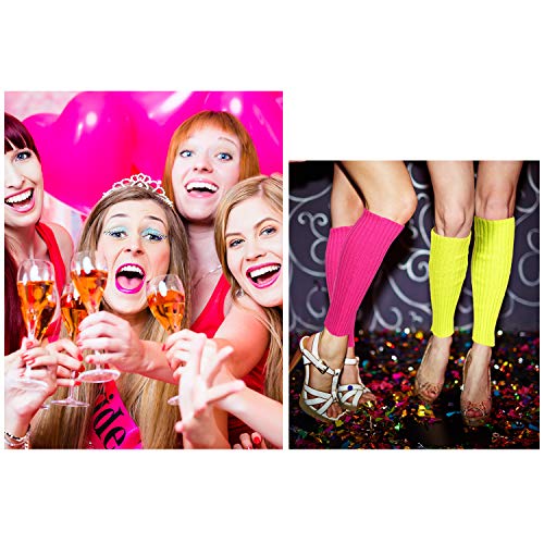 Image of Syhood 80s Women Neon Leg Warmers Knit Ribbed Leg Warmer for Party Accessories