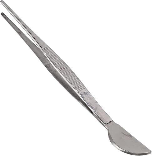 Miniatura 9 de TOPINCN Pinzas para bonsái, pinzas largas de acero inoxidable para plantas con cabeza de espátula de luna, para el jardín del hogar, aflojamiento en