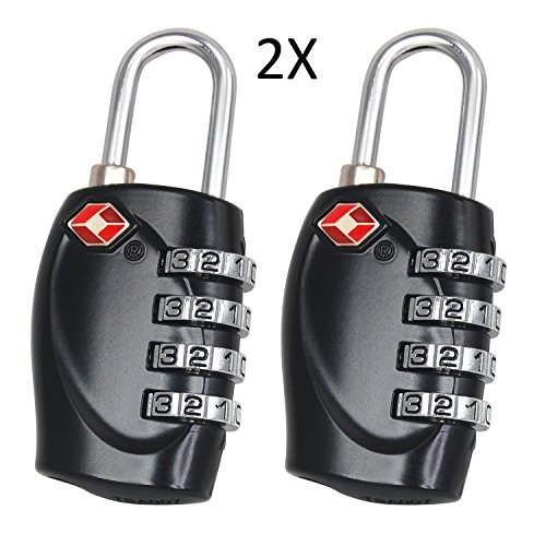 Cestval Serrure avec Code Cadenas de Sécurité à Combinaison de 4 Chiffres Approuvé par la TSA pour Casiers de Gymnastique Valise Coffre Armoire 2 pièces Noir