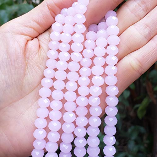 Image of 700pcs Czech Faceted Rondelle Crystal Glass Beads 8mm Bulk Pink Rose Opal