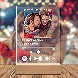 Personalized Acrylic Song with Photo Customized Transparent Song Plaque Custom Picture Album Cover Scannable Spotify Code LED Night Light Lamp for Music Lovers