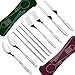 8 Pieces Flatware Sets Knife, Fork, Spoon, Chopsticks, SENHAI 2 Pack Rustproof Stainless Steel Tableware Dinnerware with Carrying Case for Traveling Camping Picnic Working Hiking(Red Brown,Dark Green)