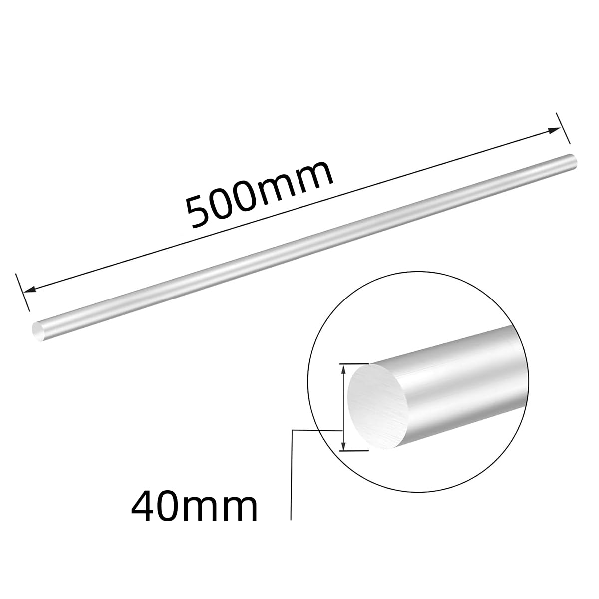 Tonde in Alluminio Piene Leggere saldabili durevoli per modellismo CNC Aeronautica automobilistica e lavorazioni Metalliche,40mmx500mm