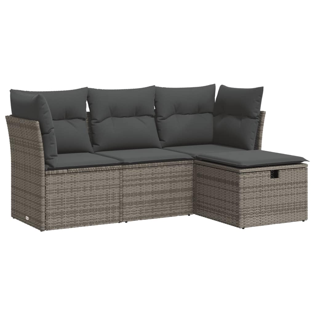 Brokky Poly Rattan Lounge mit Stauraum Balkon Lounge Gartenlounge Outdoor Loungemöbel Rattan Gartenmöbel Set Terassenmöbel Außen Gartensofa-Grau-4-tlg-mit Aufbewahrung & Tasche
