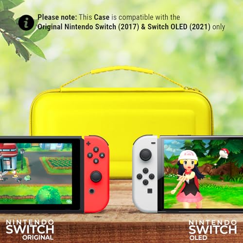 Image of Orzly Carrying Case for Nintendo Switch OLED and Switch Console - Yellow Protective Hard Portable Travel case Shell Pouch for Nintendo Switch Console & Accessories