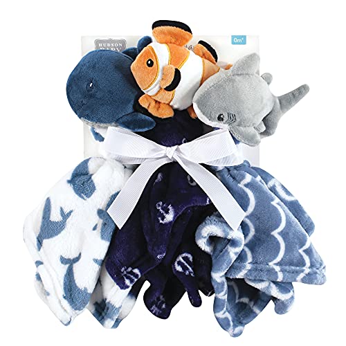 Image of Hudson Baby Unisex Baby Animal Face Security Blanket, Fish, One Size