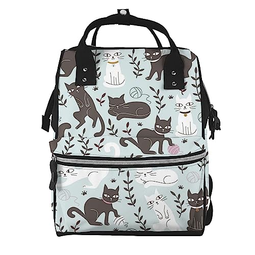 Sac à dos à couches motif chats pour ordinateur portable femmes et hommes