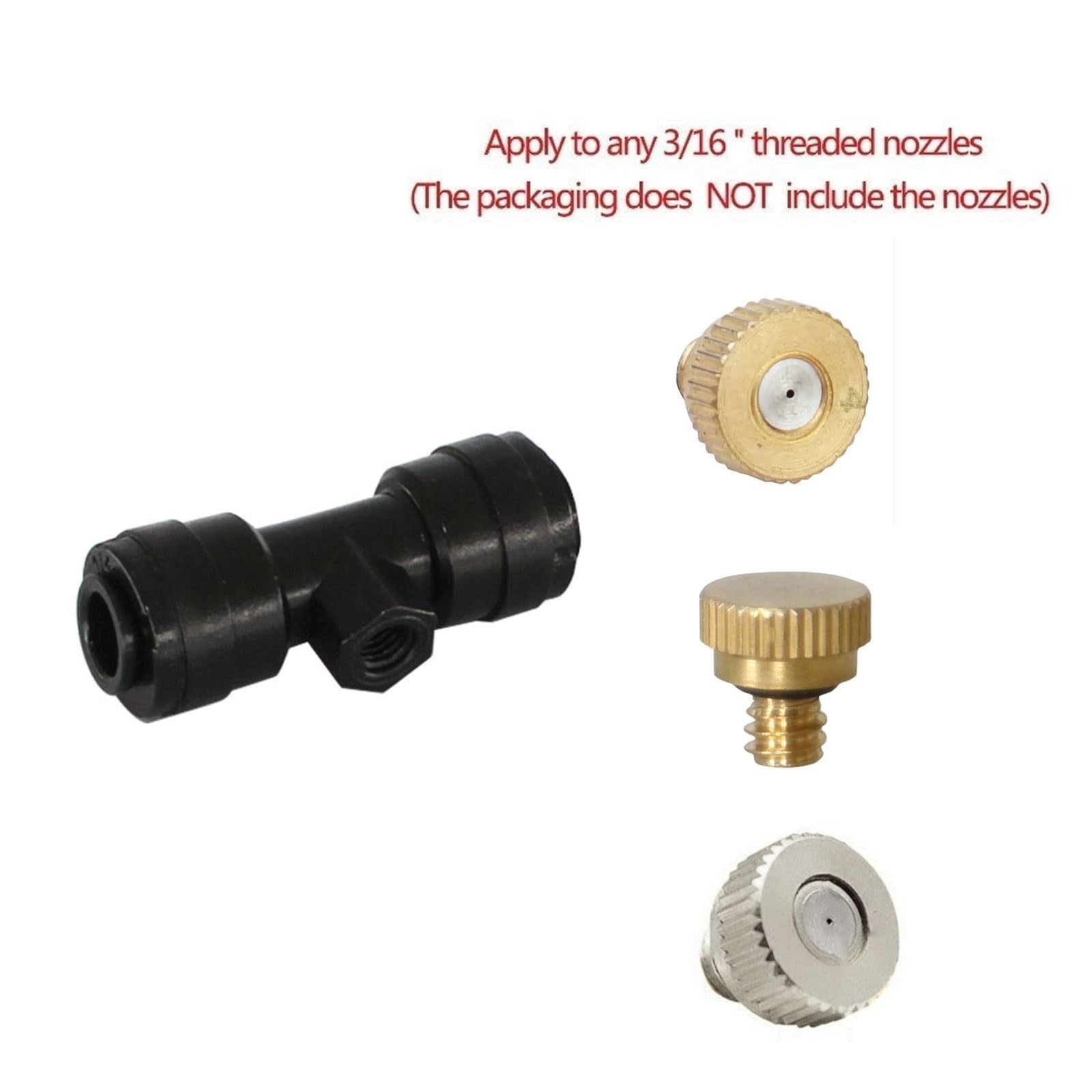 20pcs 6.35mm Slip-Lock Nebeldüse T-Stücke für Kühlsystem 10/24 UNC T-Stück Stecke Niederdruck Nebel Kühlsystem