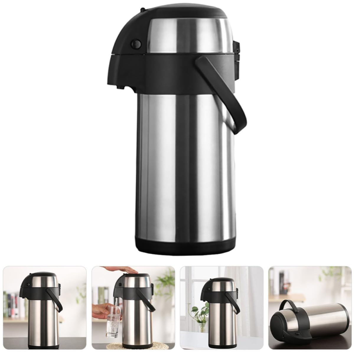KICHOUSE Dispensador de Bebidas Térmico de Acero Inoxidable de 3.5l Aislamiento para Cocina y Viaje, Botella de Agua Grande Fácil de Limpiar y Conservar Temperatura