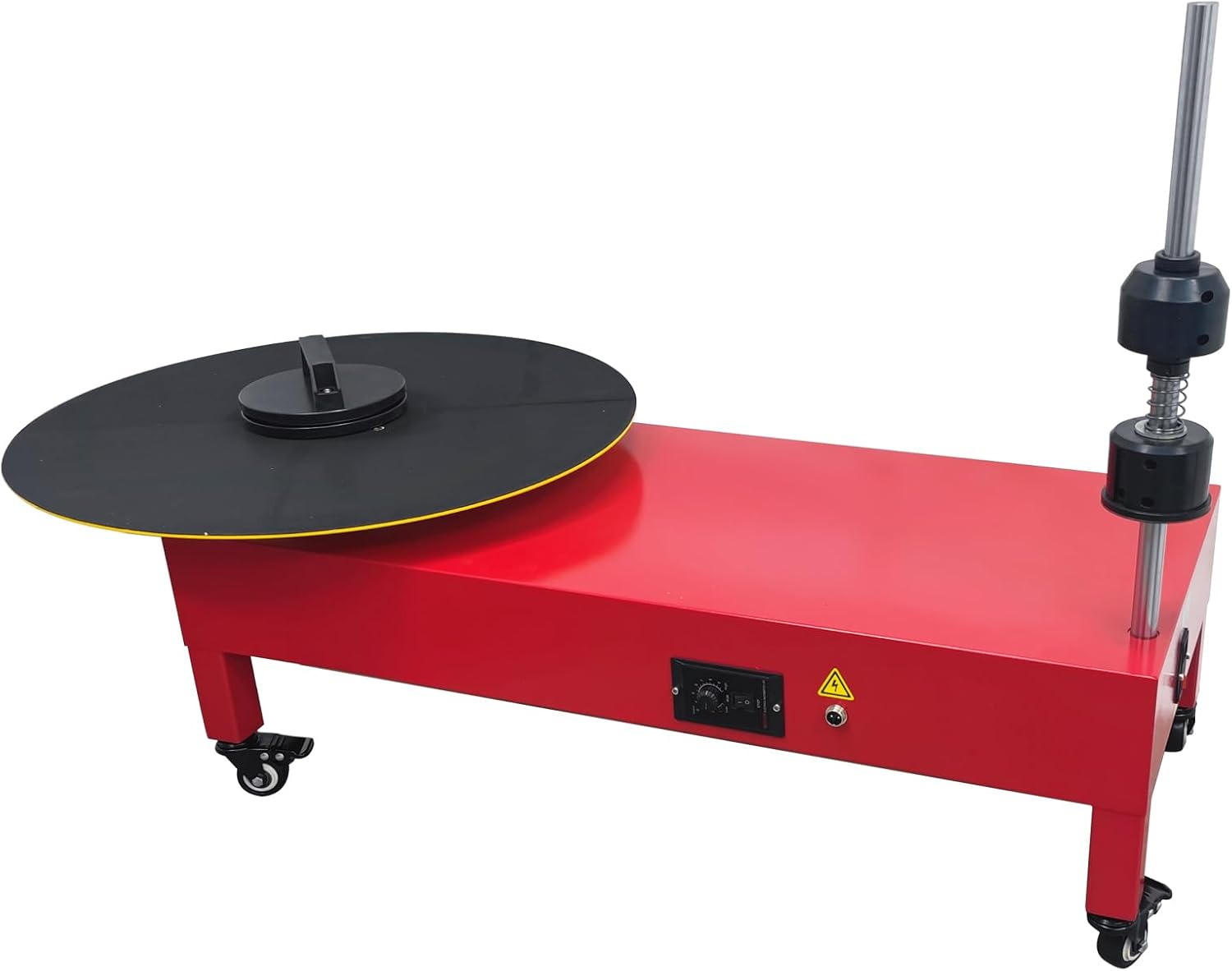 Electric Stretch Film Wrapping Machine Electric Pallet Wrapping Machine Film Dispenser Wrap Machine with 23.6"(60cm) Turntable Diameter for Industrial Logistics Packaging 125W 110V