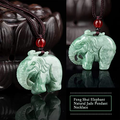Hand-carved Elephant Necklace Natural Green Jade Pendant Necklace for Women Men, Fashion Rope Chain Good Luck Protection Amulet Jewelry Gifts Charm Necklace for Friends2