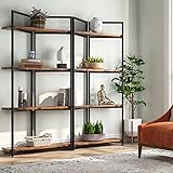 Tribesigns 71 Inches Wide 4-Tier Open Bookcases Furniture, Folding Etagere Bookshelf, Large Book Shelves for Home Kitchen Organizer (Rustic Brown)