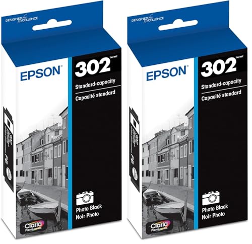 Image of Epson 302 Claria Premium Ink Standard Capacity Photo Black Cartridge (T302120-S) Works with Expression Premium XP-6000, XP-6100 (Pack of 2)