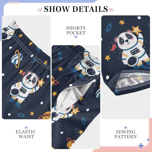ZZXXB Space Astronaut Panda Boys Long Pants Soft Trousers Elastic Waist Kids Lounge Bottoms with Pockets S-XL4
