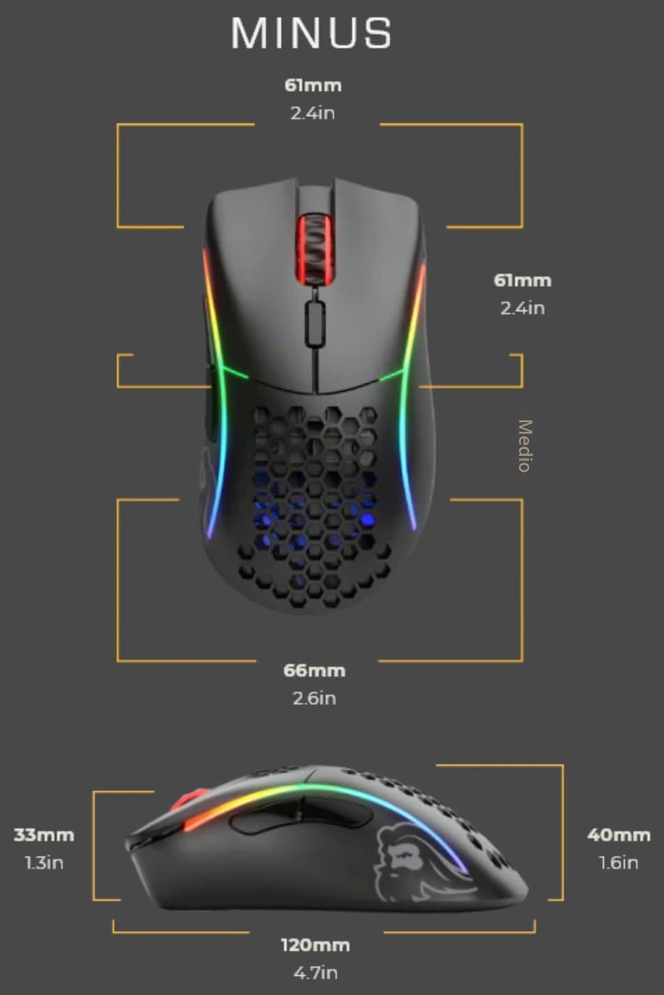 GLORIOUS Model D- Wireless Ratón Gaming Inalámbrico Ligero (Negro Mate) | Conectividad sin lag, sensor BAMF avanzado, batería de larga duración, deslizadores PTFE, formato colmena, iluminación viva