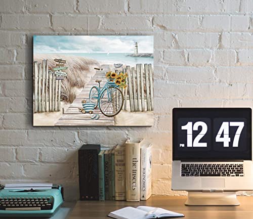 Laiart Beach Canvas Wall Art For Bathroom With Fence Wooden Path Bike Decor Lighthouse Print Pictures Artwork (11"X15") #TOP3
