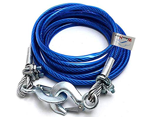 Image of WolkomHome Heavy Duty Tow Ropes 4M 5 Tons Wire Cable High Strength Hook Steel Wire Trailer Car Emergency Towing Rope for Maruti Wagon R 2017