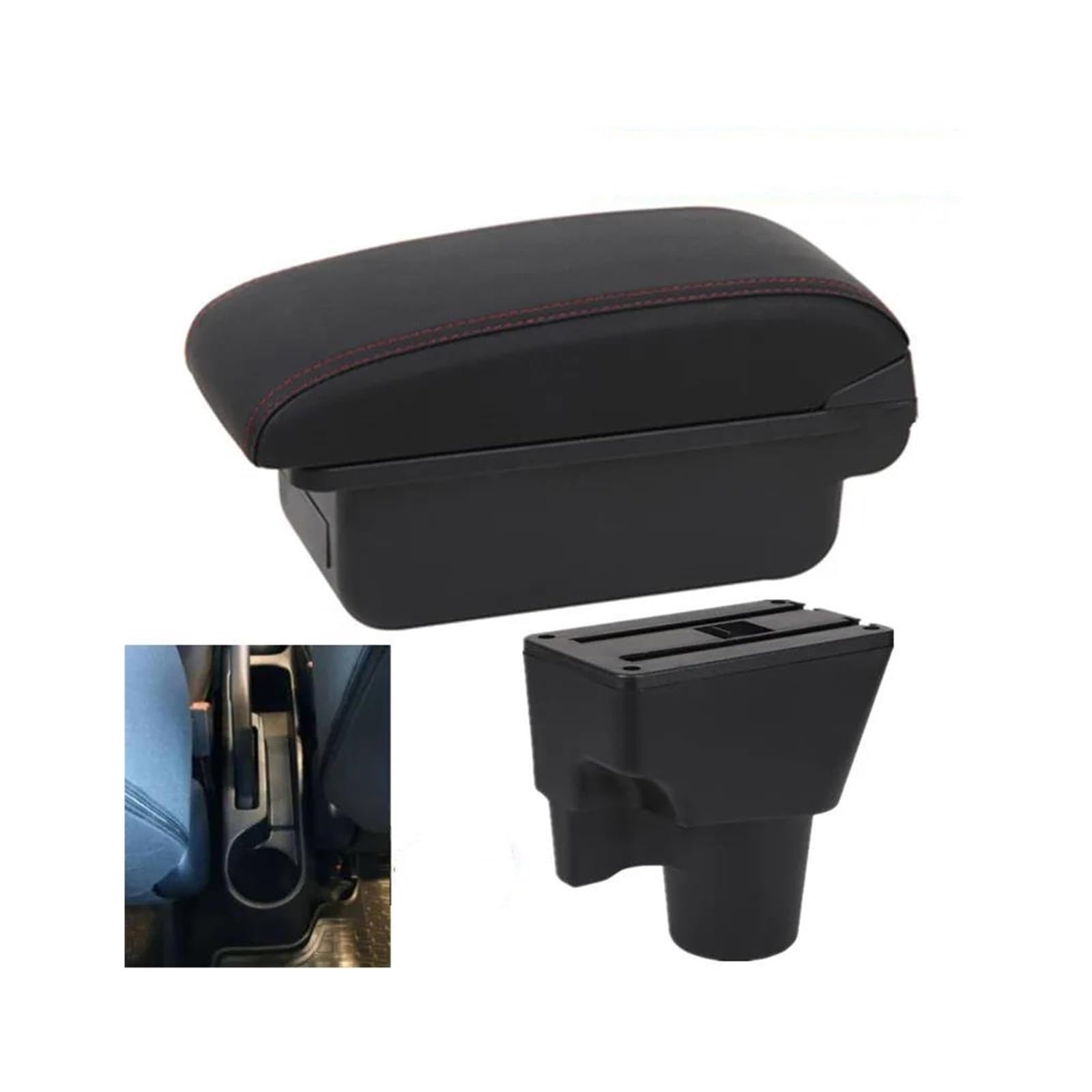 OOPUHKSY For Kia For Picanto For Picanto 3X-Line Car Armrest Storage Box Interior Parts Car Accessories Armrest Box(A1 red line No USB)
