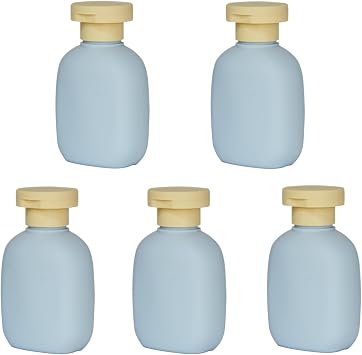 3.4 oz Leak-Proof Travel Bottles 5 Pack - Plastic Squeeze Containers for Shampoo, Toiletries & Liquids, Food Grade HDPE/PP, Airplane Compliant Essentials - Ocean Blue