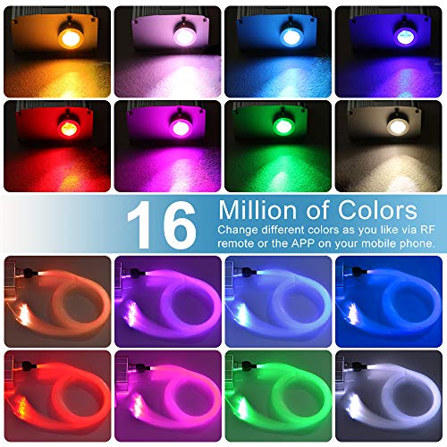 Image of AZIMOM 10W Twinkle Fiber Optic Starlight Box Sound Activated RGBW Fiber Optic Light Source APP /Remote Control Light Engine Driver for Car Home Ceiling Star Lighting Decor