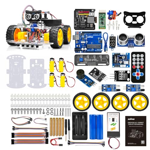 OSOYOO Robot Car Starter Kit V4.0 kompatibel mit Arduino IDE - Elektronik Baukasten Bausatz mit Kamera - Line Tracking Modul - Ultraschallsensor - Auto Roboter Spielzeug - Programmieren Lernen Kinder