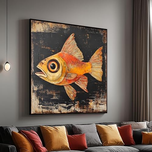 Toile Poisson Rouge Orange XINBAO | Décoration Murale Marine 30x30cm