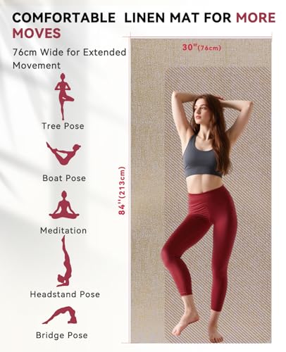 HAPBEAR Extra Large Yoga Mat 84''x30''- 1/4'' Thick Natural Linen Yoga Mat - image 2