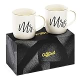 Triple Gifffted Mr and Mrs Coffee Mugs Gifts, For Wedding, Anniversary, Engagement, Present For Couples, Women, Bride Groom, Christmas, Bridal Shower, Valentines, His and Her Set, Couple Mug Gift