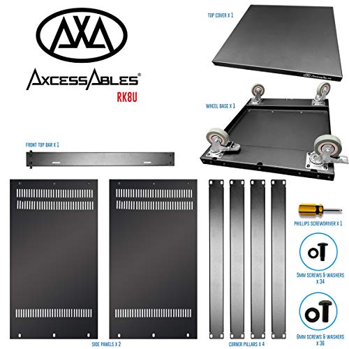 Axcessables Rk 8U Equipment Rolling Cabinet Rack Stand With Locking Caster Wheels (Compatible With American 5Mm & European 6Mm Racks) Audio Video, Recording Studio, Music, Live Sound, Church Storage #TOP7