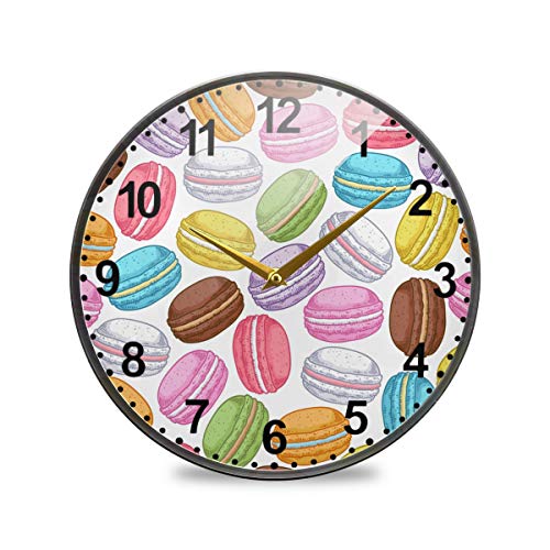 Mnsruu Horloge de Salle de Bain Macarons Horloge Murale silencieuse Non Tactique pour décoration de Salon, Multicolore, 9.5inch
