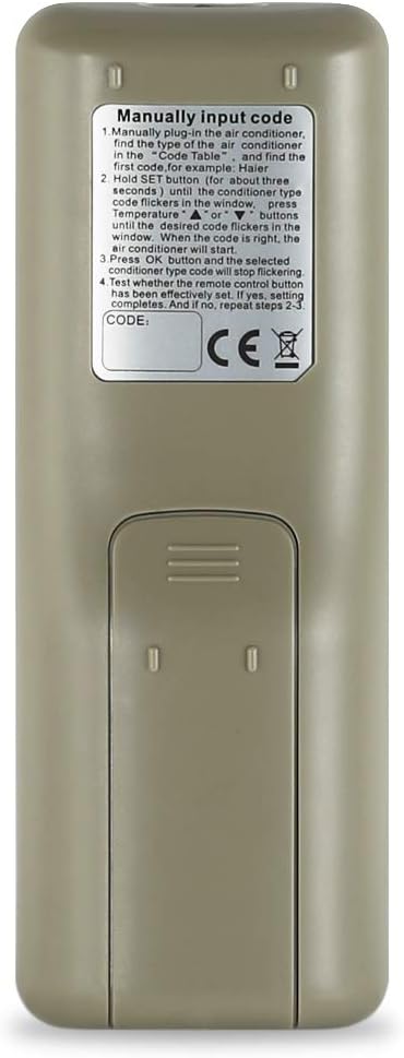 Back view of the CHUNGHOP K-1038E remote with manual code input instructions