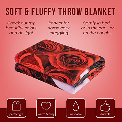 Valentines Throw Blanket, Adorable Super-Soft Extra-Large Valentine’s Day Throw Blanket For Women, Wife, Girlfriend, Fleece Roses Blanket (50In X 60In) Christmas Anniversary Valentines Gift For Girls #TOP4
