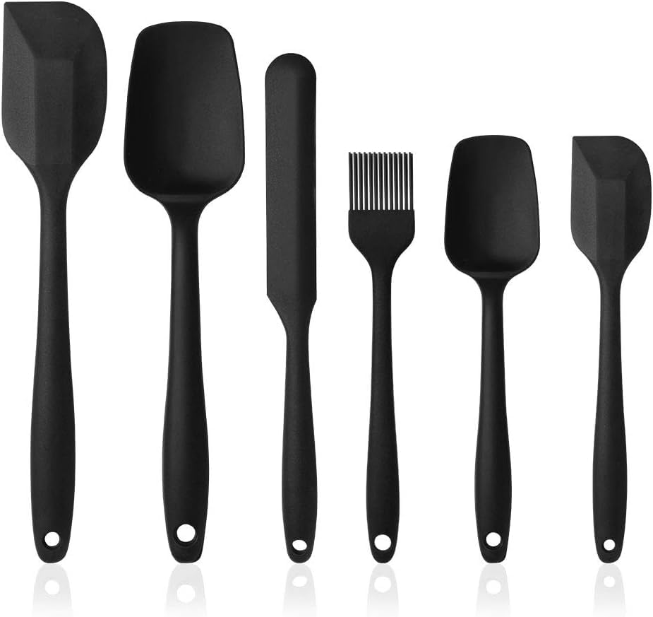 Silikon Spatula Kaşık Seti, 6 adet silikon spatula, çorba kaşığı, fırın fırçası, spatula, ısıya dayanıklı ve yapışmaz, paslanmaz çelik ve dikişsiz tek parça tasarım.Kaliteli Malzeme