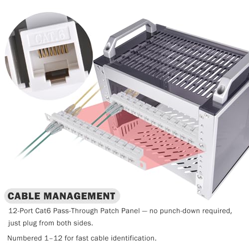 Image of GeeekPi 12 Port Patch Panel, 10inch 0.5U CAT6 Network Patch Panel for DeskPi RackMate T1 /T0 /T2 /T1 Plus /T0 Plus /TL1 and 10 Inch Server Rack /Network Cabinet
