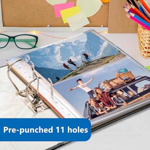 100 Pack Photo Sleeves Holds 400 5"x7" Photos, Clear Photo Page Protector for 3 Ring Binder, Double-Sided Photo Album Refill Pages Photo Pockets Photo Sleeves Binder Sheets by superaimi - Used condition - Image 3