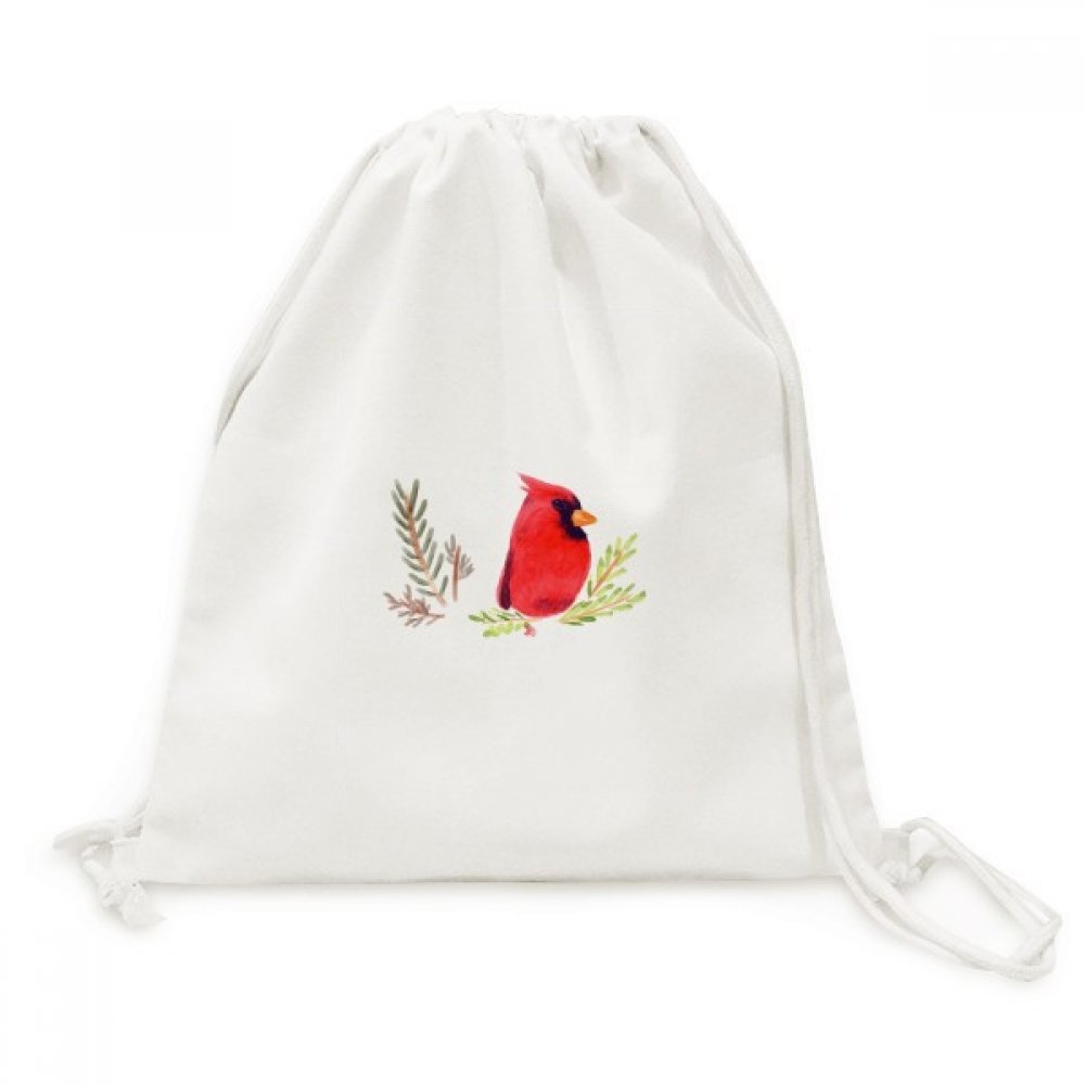 Oiseau magpie toile rouge drawstring backpack pour voyage shopping et sac de base