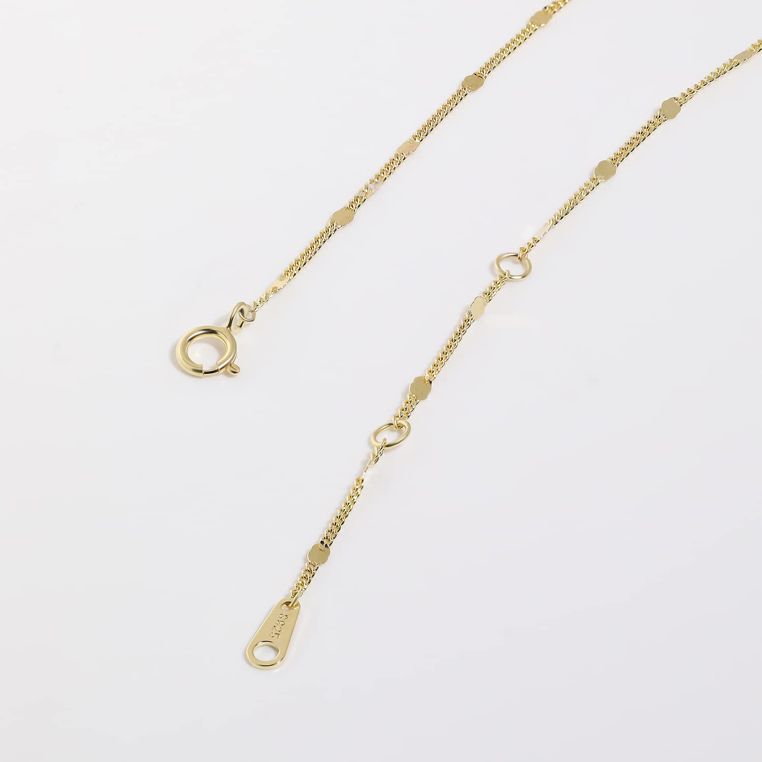 Meissa Schlichte stapelbare Kette Halskette 925 Sterling Silber Schicht Stapellänge 40,6-45,7 cm einfache Schichtung Choker Halskette Geschenk Brautjungfer
