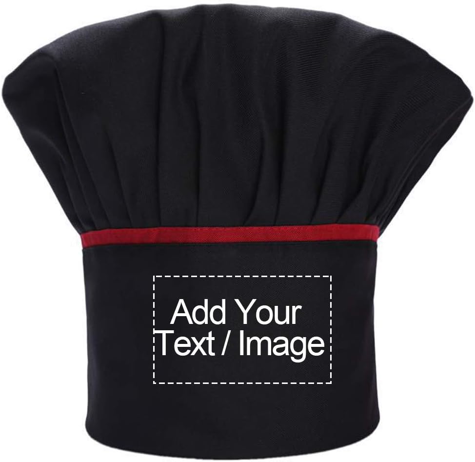Personalized Custom Chef Hat Adjustable Elastic Baker Kitchen Cooking Chef Cap Embroidered or Print Text & Logo