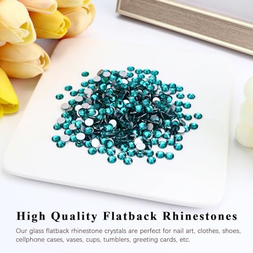 Image of Flatback Crystal Rhinestones Round Gems for Nail Art and Craft Clothes Glue Fix, Green Zircon (6.4-6.6mm) SS30 /288PCS