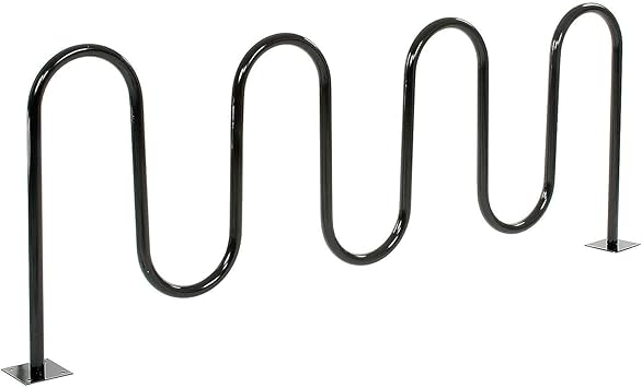 Global Industrial 94" L Wave Bike Rack, Fange Mount, 9-Bike Capacity, Powder Coated Steel, Black, Commercial Bike Rack for Stores, Parks, Schools and More