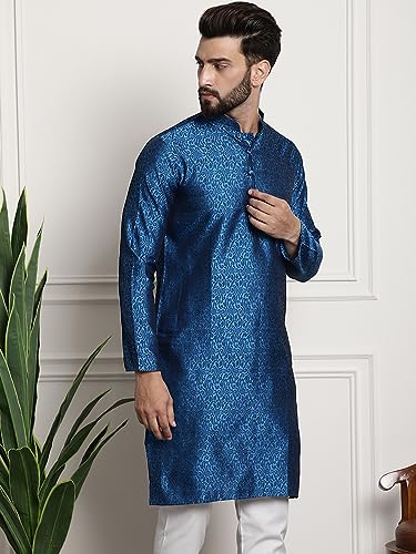 Image of SOJANYA Men's Silk Blend Kurta with Paisley Design