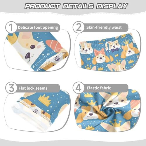 Cute Dogs Girls' Leggings Toddler Doodles Blue Dot Tie Kids Yoga Pants Dance Active Tights 4T3