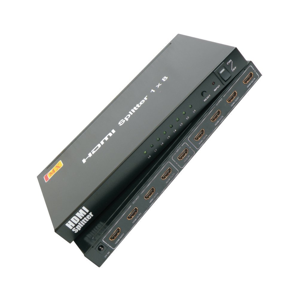 plutofitHDMI Splitter (1 in 8 Out) Full HD 1080P Support 3D v1.4 (1 Input 8 Outputs)