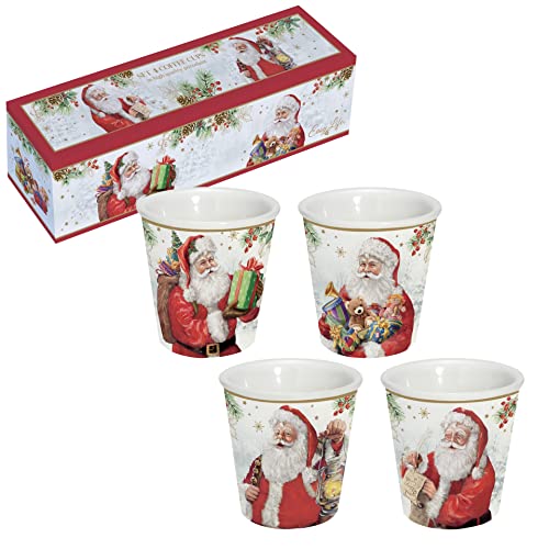 Easy Life COFFRET 4 GOBELETS A CAFE 10CL EN PORCELAINE SANTA IS COMING