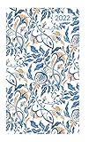 Ladytimer Slim Blue Flowers 2022 - Taschen-Kalender 9x15,6 cm - Blumen - Weekly - 128 Seiten - Notiz-Buch - Alpha Edition